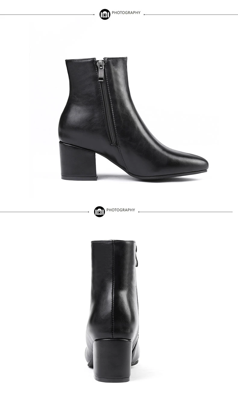 RQFF Brand Winter Boots Women With Box Big size 34-43 Shoes Woman 6CM Heel Ankle Boot Female Footwear Gold Leather Ladies Shoe (17)