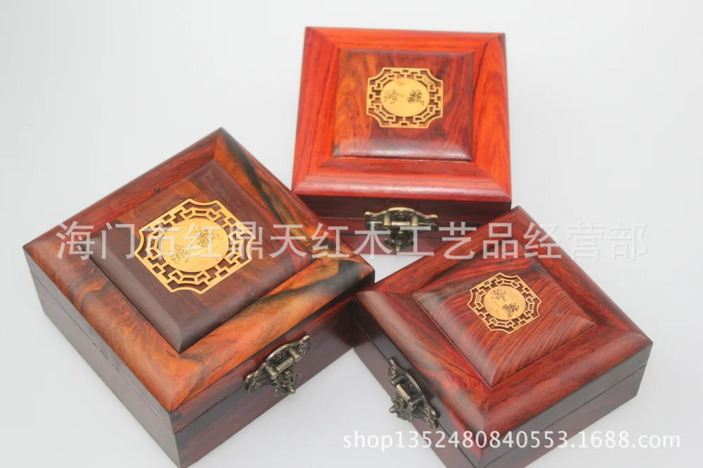 

Mahogany red wood jewelry box sets of three high-end storage box collection square jewelry box wedding engagement