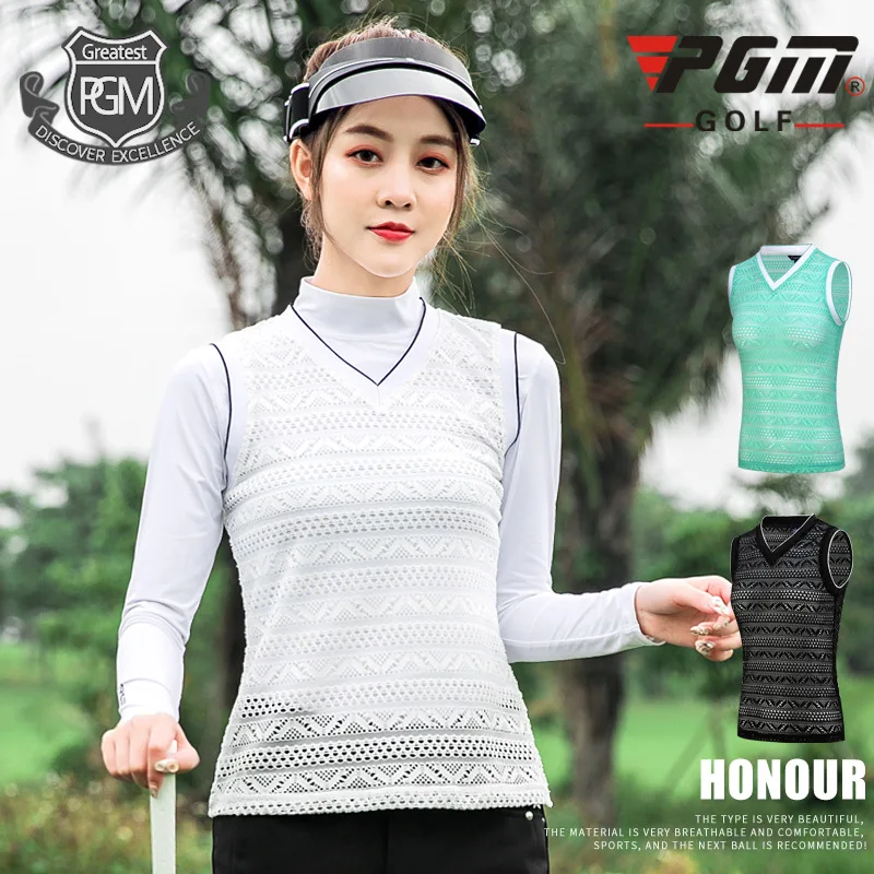 

Women Sleeveless Golf Vest Tops Ladies Breathable Lace Mesh Waistcoat Spring Autumn V-neck Comfort Vest Tops D0779
