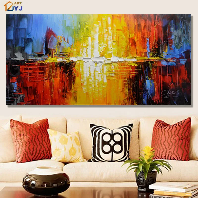 

JYJ Quality Colorful World Picture 100% Hand Painted Modern Abstract Oil Painting Canvas Wall Art Picture Gift No Framed SL053