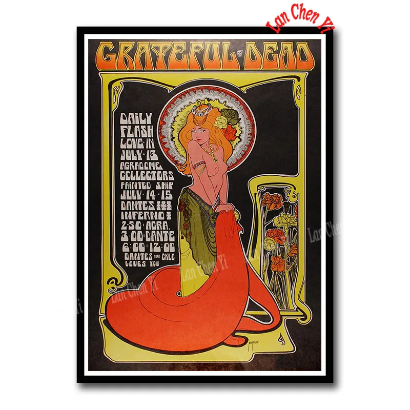 The Grateful Dead рок-музыка с покрытием бумажные плакаты настенные стикеры домашний Декор постер для бара/кафе 42*30 см - Цвет: Оранжевый