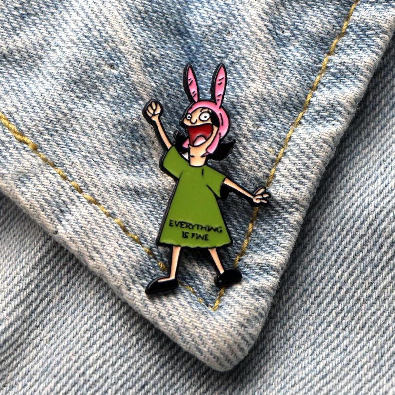 Bob burger Tina Writing Friend Fiction Enamel Pin Zinc alloy tie pins badges para shirt bag clothes cap backpack shoes E0302