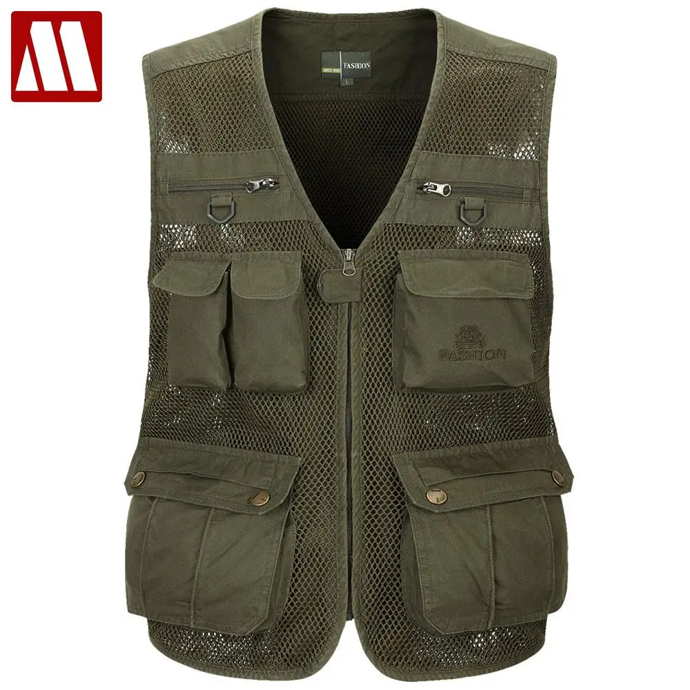 

2022 Autumn Men's Photographer Vest Multi-Pockets Mesh Vests Coats Shooting Waistcoat Walking Travel Sleeveless Jacket M-4XL