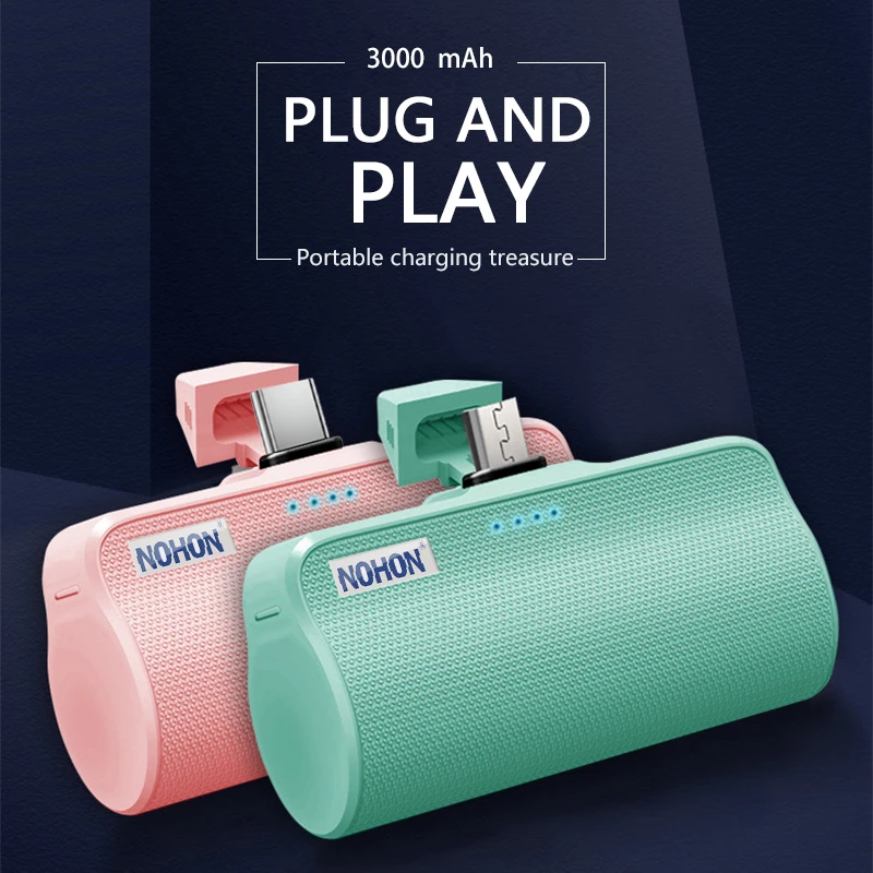 NOHON Mini Pocket Power Bank 3000 мАч маленький портативный внешний аккумулятор для быстрой