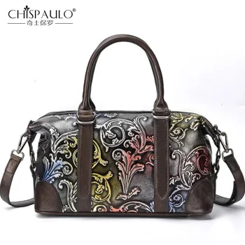 

2019 New Fashion Brand Genuine leather Boston Women Bag Vintage Women Messenger Bag Wipe Color Crossbody Bag Cow Women Tote Bag