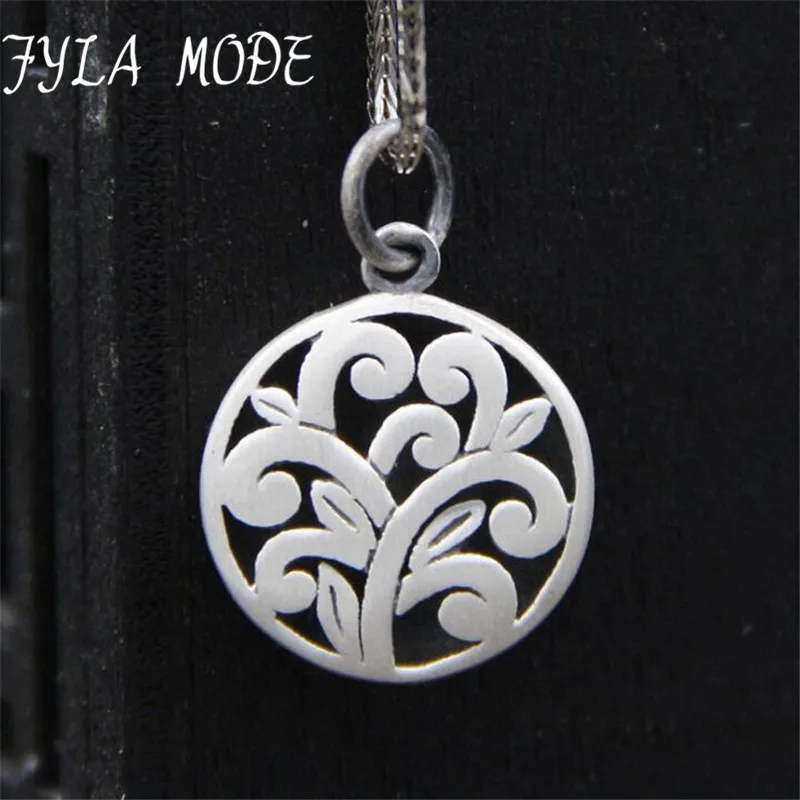 

Fyla Mode High Quality Original 925 Sterling Silver Round Carved Flower Necklaces&Pendants Fashion Women Jewelry Christmas Gift