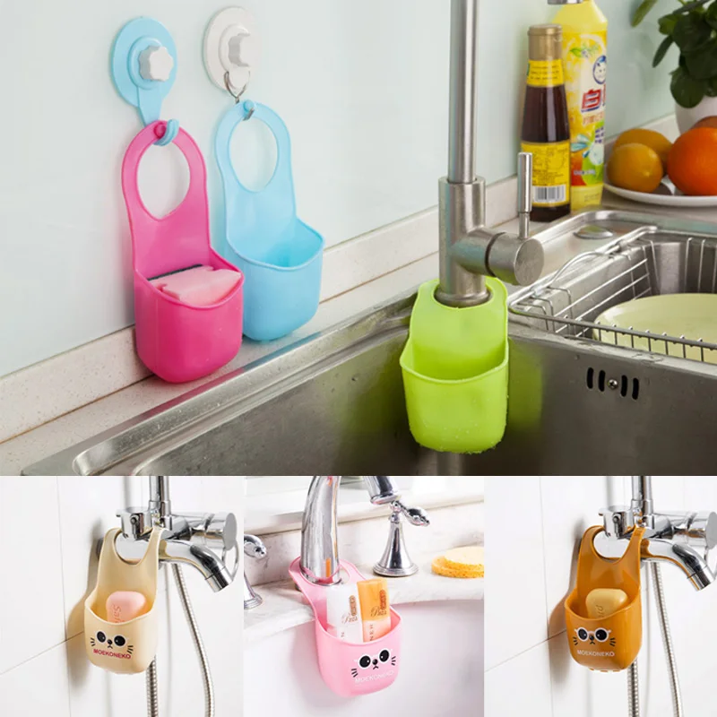 

Useful Hanging Kitchen Sink Sponge Holder Storage Strainer Organizer Toilet Bathroom Soap Shelf Storage Holders Kitchen gadgets
