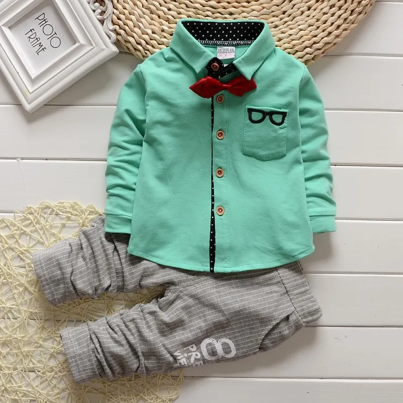 BibiCola/коллекция года, весенне-осенний костюм для маленьких мальчиков, комплект с длинными рукавами, Детская Официальная футболка+ штаны, комплекты одежды детская одежда из 2 предметов