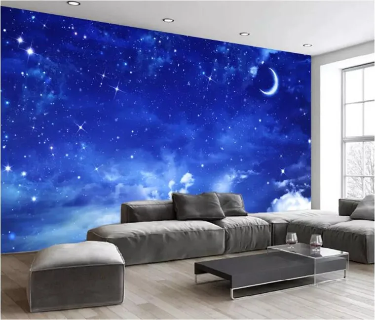 

3D photo custom design restaurant club KTV bar fluorescent beautiful starry wallpaper modern creative decorative mural