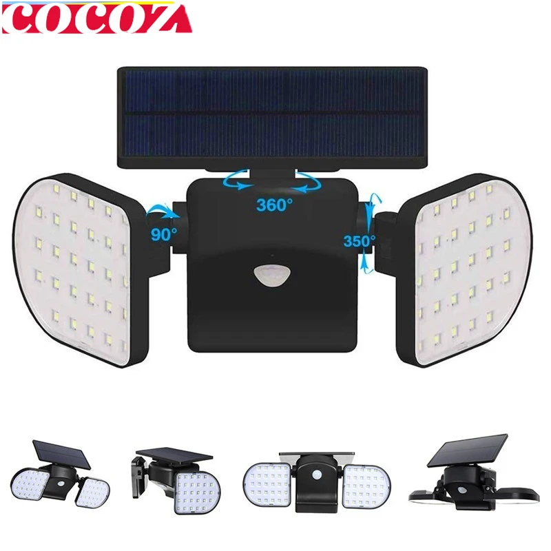 

COCOZ 56LED Solar Lights Outdoor Motion Sensor Waterproof 360-Degree Rotatable Solar Wall Lights Outdoor for Yard Garden