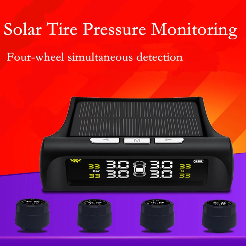 

Smart Car TPMS Tyre Pressure Monitoring System Solar Power Charging Digital LCD Display Auto Security Alarm Systems