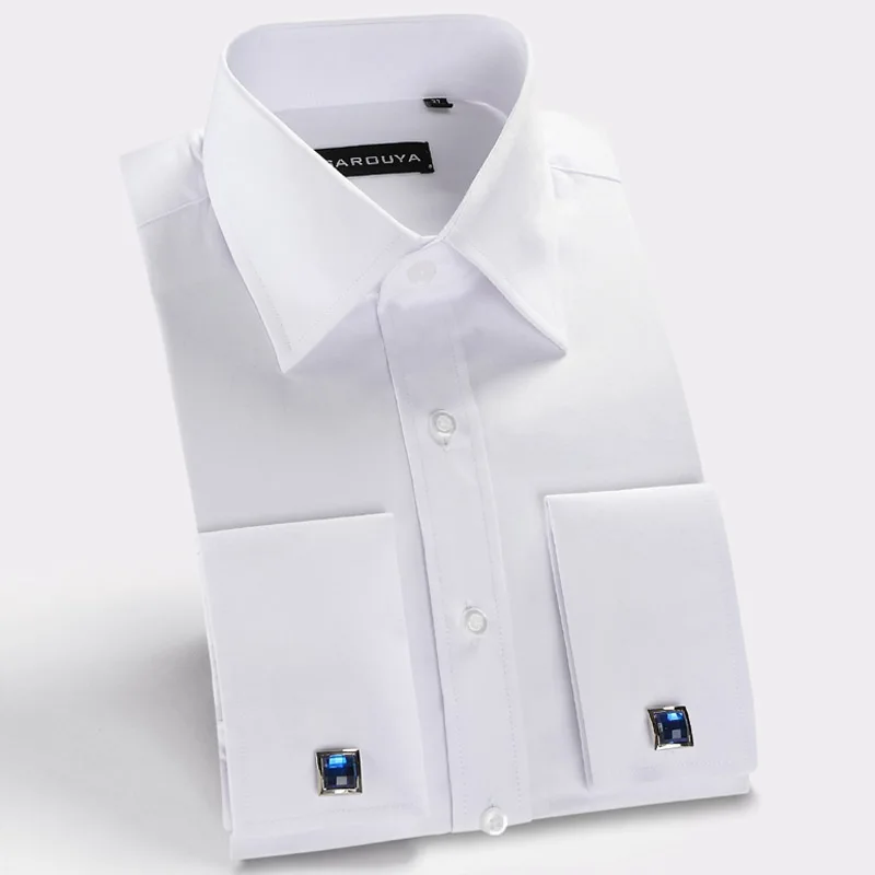New 2015 French cuff mens dress shirts long sleeve Spring and autumn