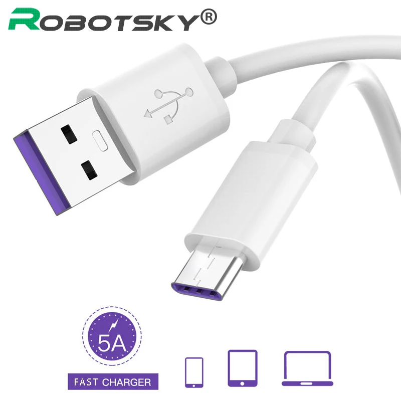 Robotsky 5A USB Type C Cable USB3.1 Male to Type-C Female Fast Charging Charger Data Cable for Huawei Mate 10 P10 P20 Pro