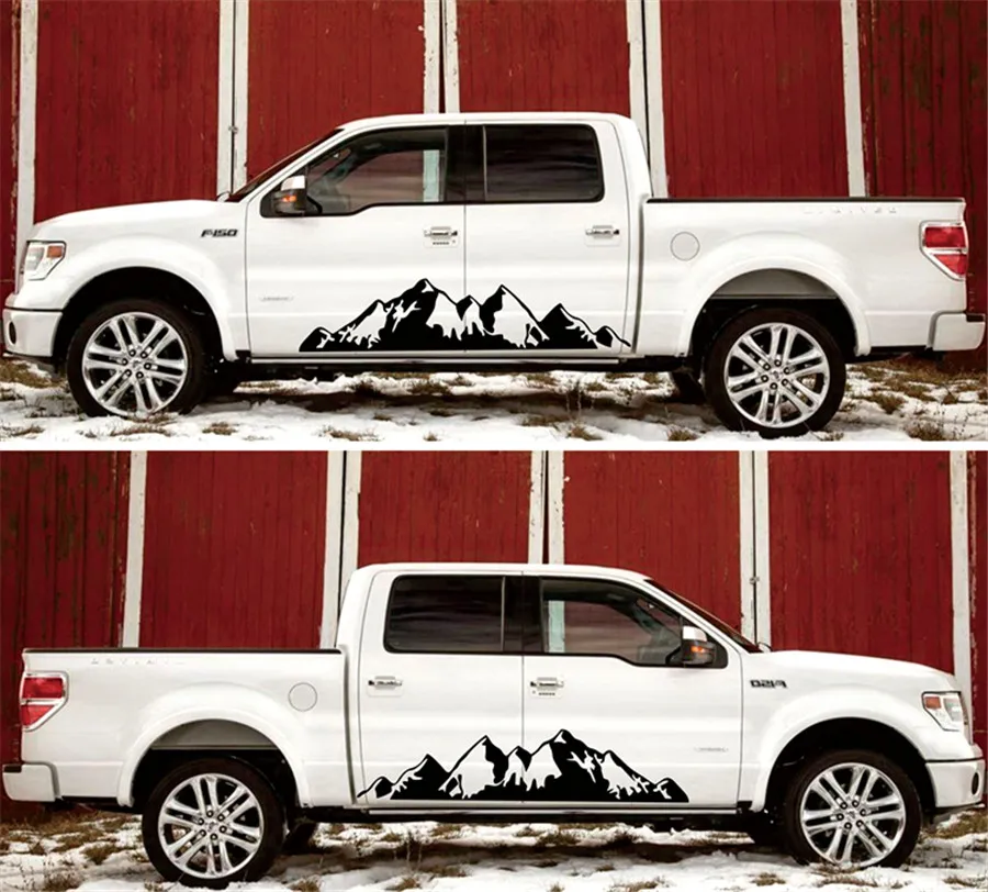 2x черный снег наклейка с видом гор винил Стикеры для внедорожных Camper Ван Motorhome