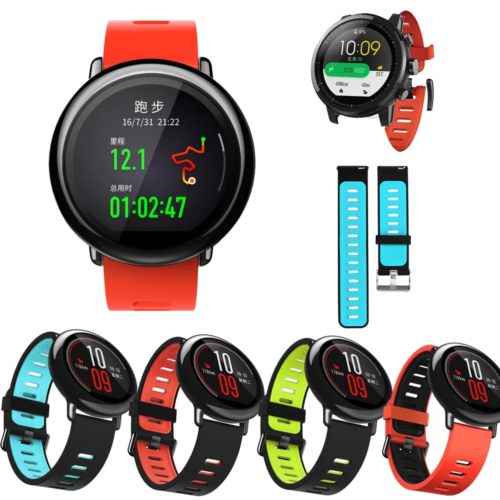 

Double Color Silicon Replacement Watchband For Xiaomi Huami Amazfit Bip BIT PACE Strap 22MM Wristband Soft TPU For Amazfit Bit