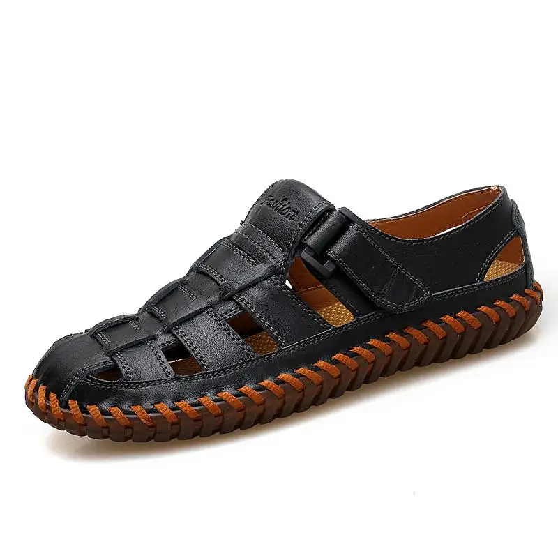 

Brands Mens Sandals Real Leather Outdoor Sandals Summer Handmade Men Shoes Men's Sandals Breathable Summer Walking Casual Shoes