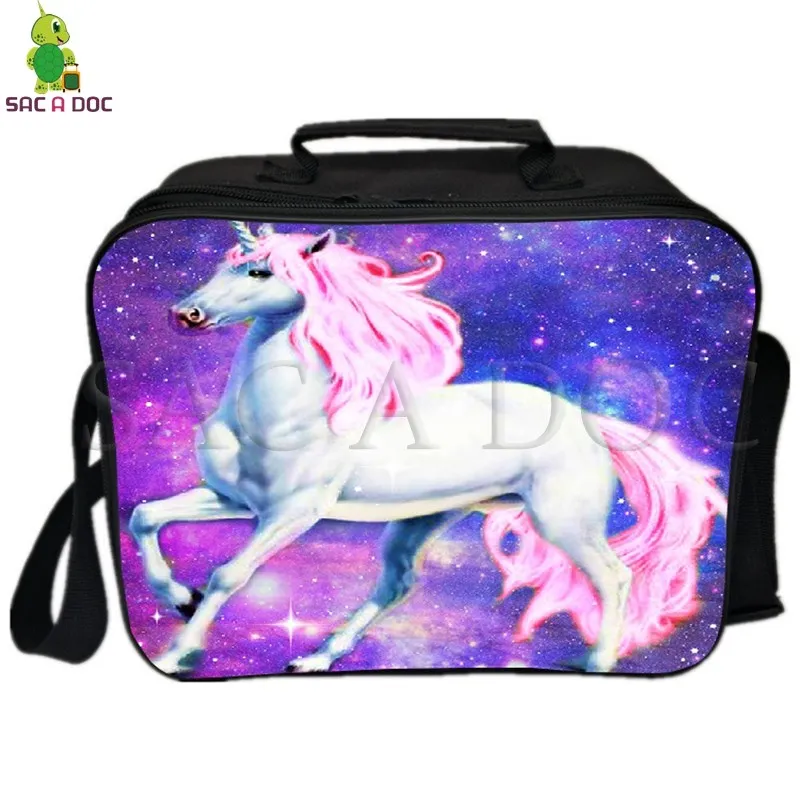 

Galaxy Rainbows Unicorn Lunch Bag Thermal Insulated lunch Bag Picnic Camping Shoulder Bag Fresh Keeping Ice Cooler Bag