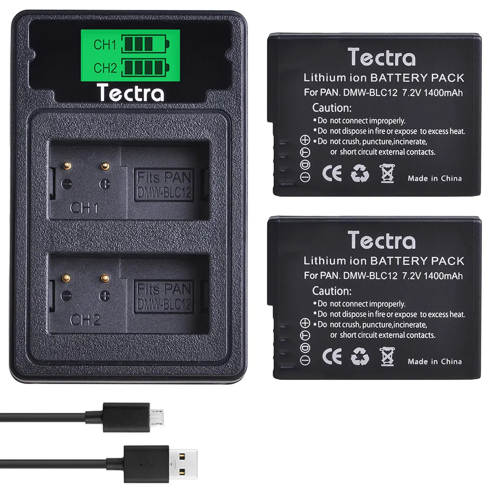 2 шт. 1400 мАч Bateria DMW-BLC12 BLC12E BLC12PP батарея + двойное зарядное устройство для Panasonic Lumix
