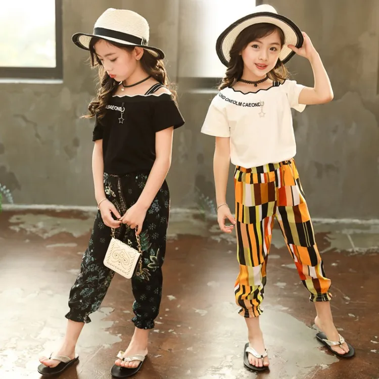 

Baby Girls Suit Summer Trend Mosquito Pants Sets Strapless Short Sleeve + Trousers Princess Cool Suit Thanksgiving Outfits