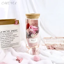 Подарок на день Святого Валентина, День рождения, вечная роза, RGB светильник, разноцветный купол, настоящий консервированный цветок розы для подруги, жены