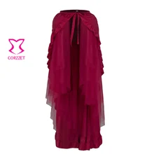 Готический Boho оборками на шнуровке хлопок и тюль плиссированный с запахом юбка в стиле панк для Для женщин уличная одежда большого размера 6XL Jupe Femme