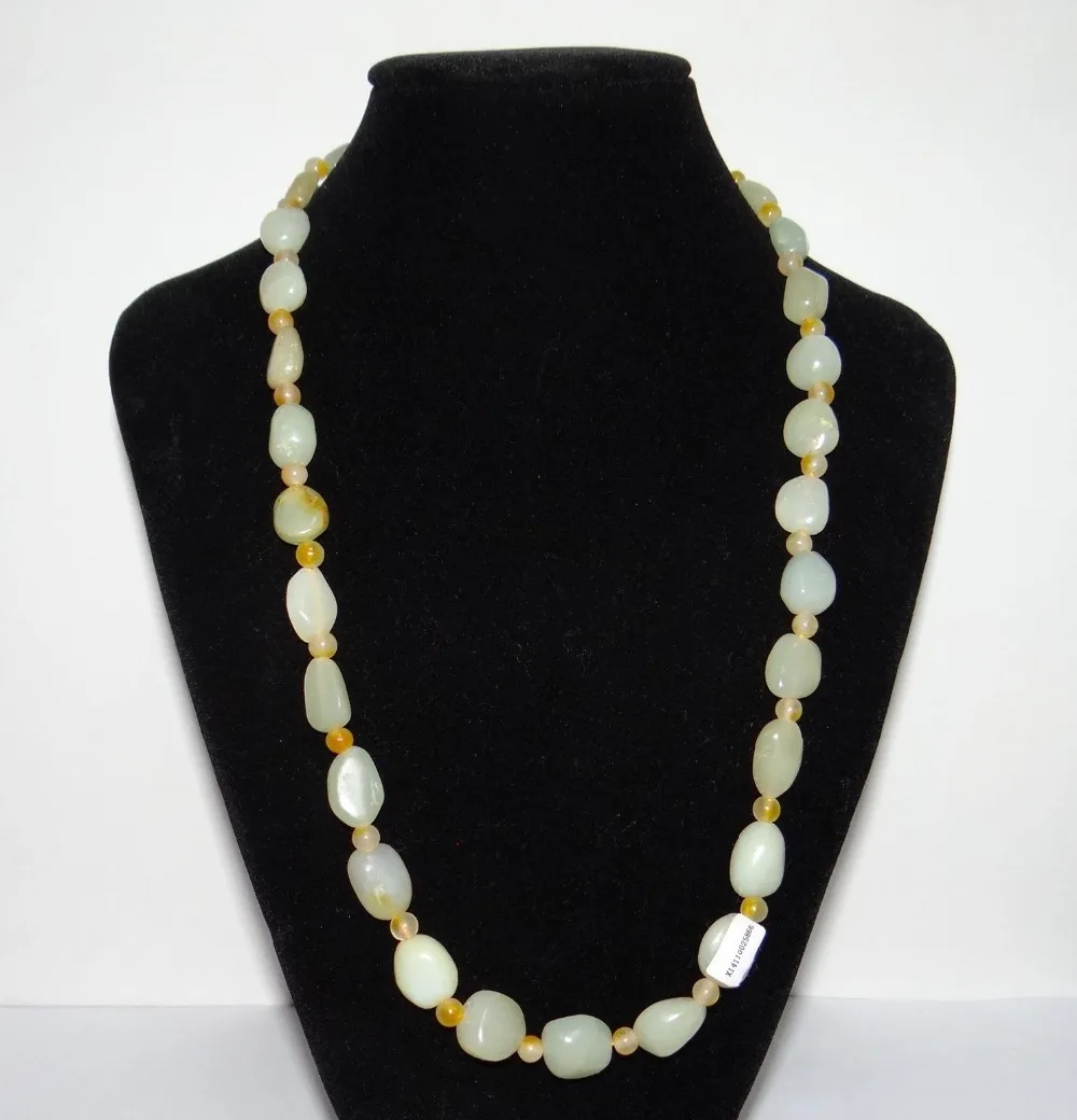 

Jewelr 004959 China Certified Nature Nephrite Hetian Jade Pearls Necklace Pendants