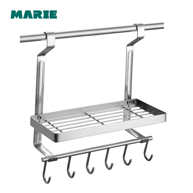

Stainless Steel Modern Style bathroom shelf with hang lever bathroom shelf with hooks basket for bathroom shelf