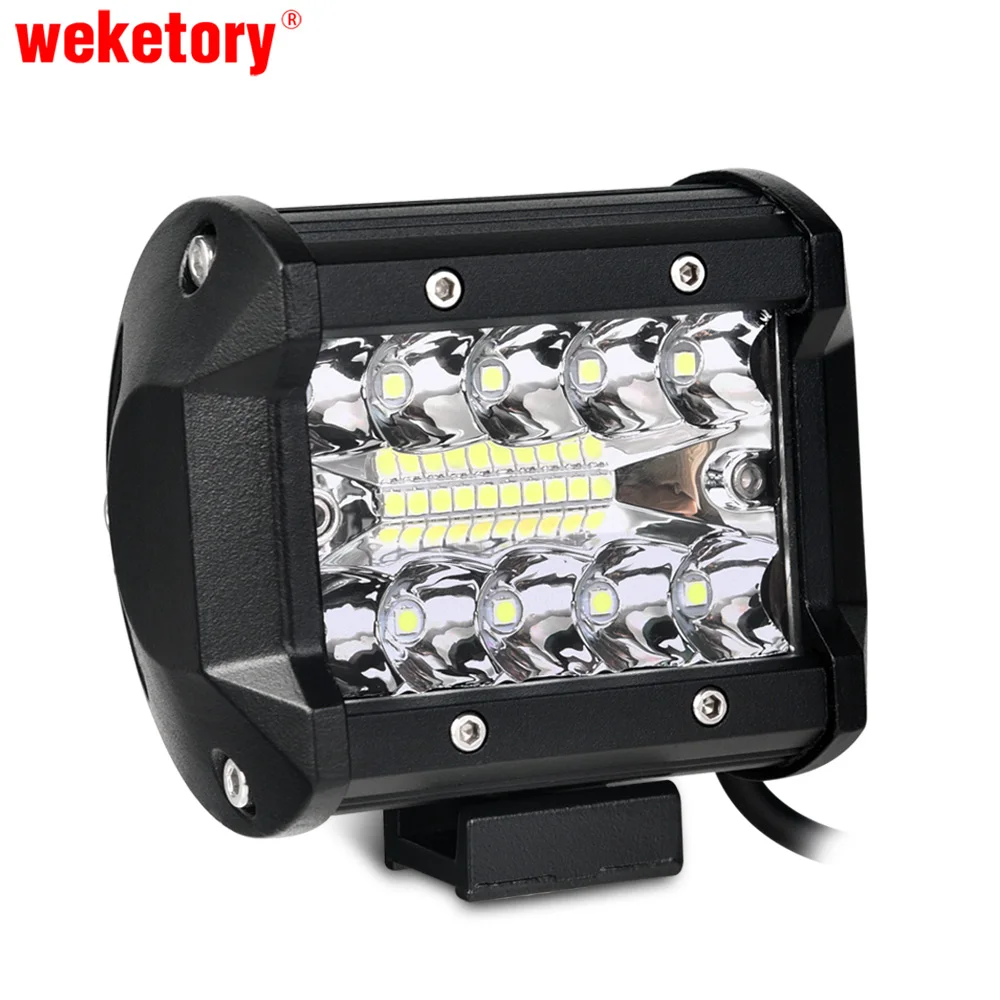 

weketory 4 inch LED Bar Rated 60W Actual 15W LED Work Bar Light for Tractor Boat OffRoad 4WD 4x4 Truck SUV ATV Driving 12V