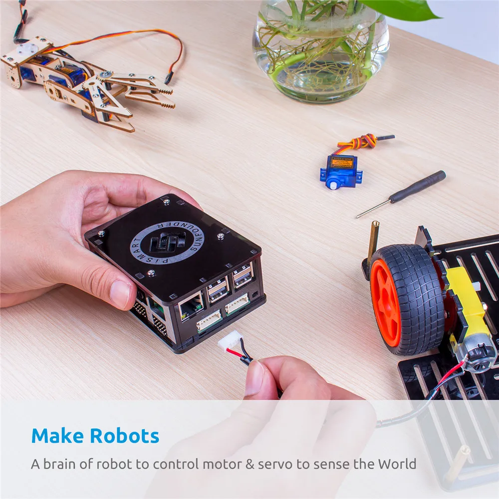 Набор роботов SunFounder Raspberry Pi 3 коробка Pismart распознавание речи контроль вождения 8