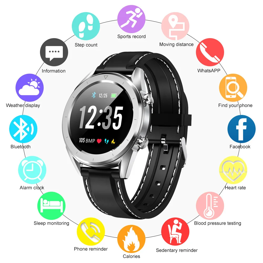 

Hangrui Men Women Smart Watch IP68 Waterproof Smartwatch ECG Heart Rate Monitor Fitness Tracker Altitude Air Pressure Pedometer