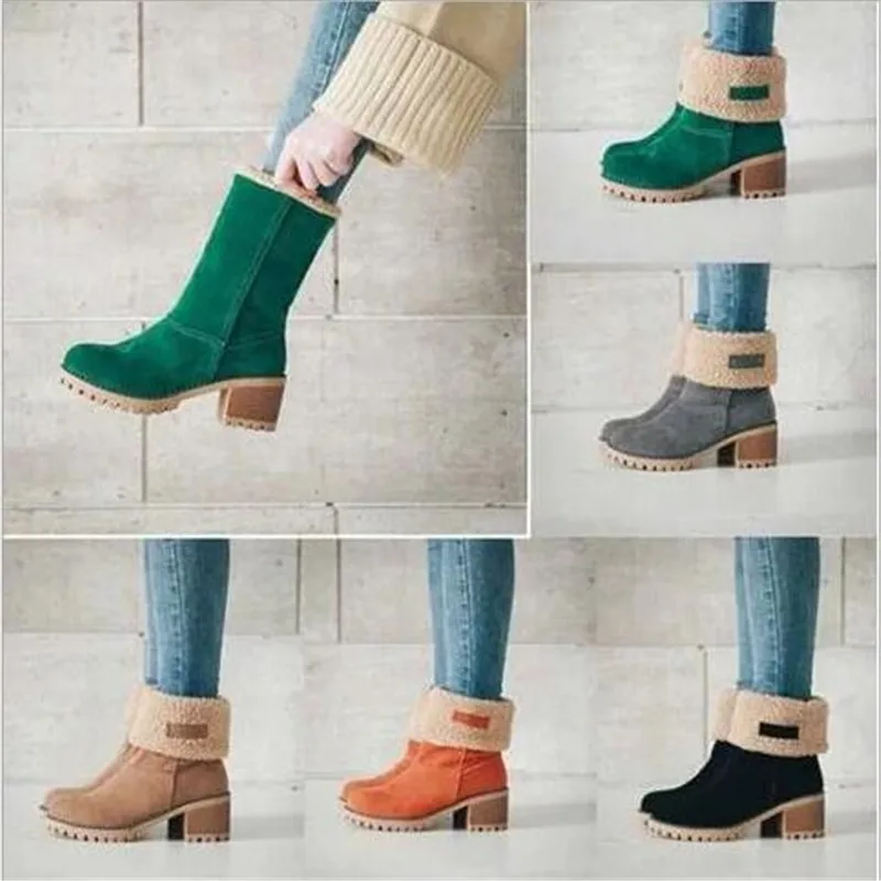 

Women Boots Thick Bottom Ankle Boots for Women Platform Warm Fur Faux Suede Winter Fashion Warm Shoes Women Size 35-43