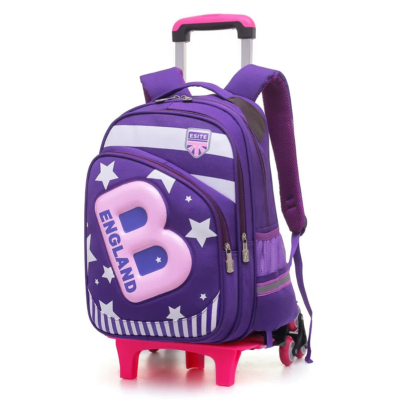 Детский рюкзак на колесиках с 6 съемными колесами, сумки на колесиках, детская школьная сумка для мальчиков и девочек, дорожные сумки, детский школьный рюкзак - Цвет: purple