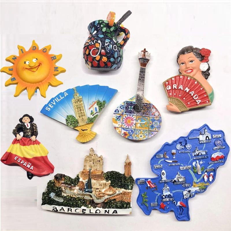 

3D Stereo Fridge Magnet Spain Bullfighting Dancer Tourist Attractions Characters Souvenir Refrigerator Magnetic Stickers Decor