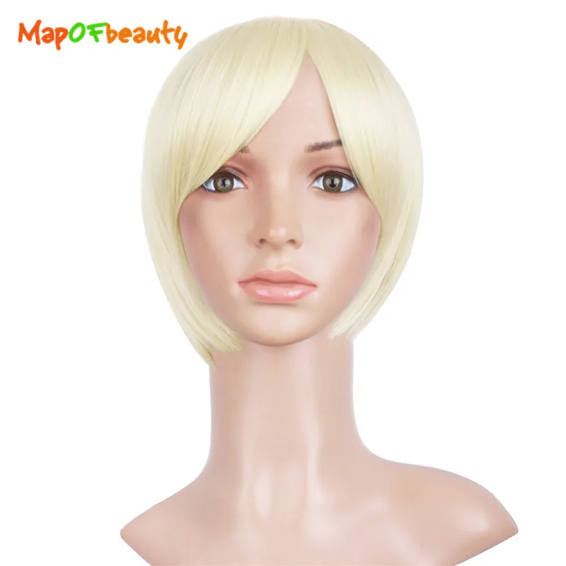 MapofBeauty 12 ''короткие прямые волосы светло золотые парики для женщин