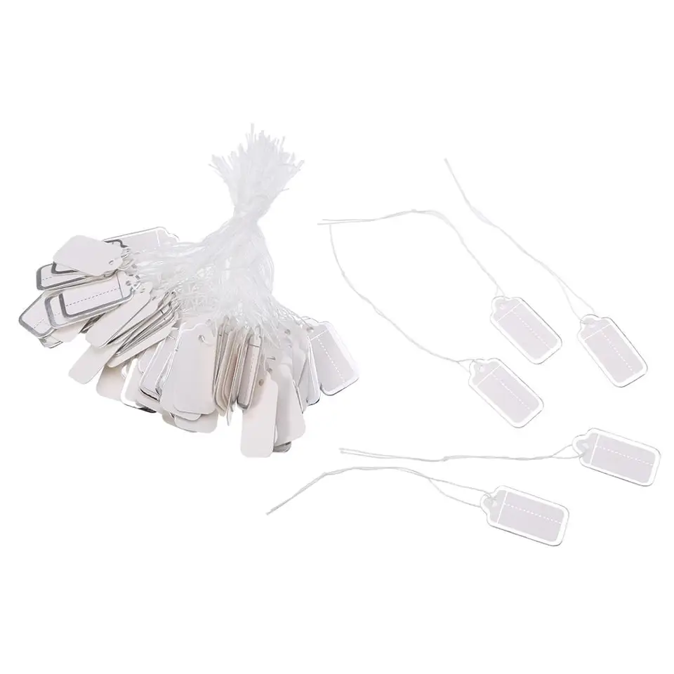 300x Label Tie String Strung Ticket Jewelry Merchandise Display Price Tags IJH@#