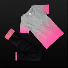 Женский костюм из двух предметов футболка с короткими рукавами и легинсы длиной до колена комплекты с короткими рукавами одежда для фитнеса Быстросохнущий Спортивный костюм