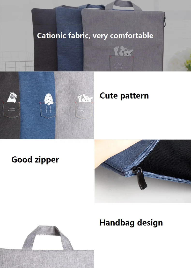 Материал катионная ткань на молнии Сумка для документов сумка с ручкой для студентов A4 330X235 мм бумажный файловый пакет Deli 72445