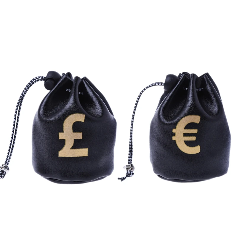 

THINKTHENDO Cute Small Drawstring Coin Purse Wallet Bag Dollar GBP EUR Bags Jewelry Pouch Purse Coin Case Gift New Fashion Black