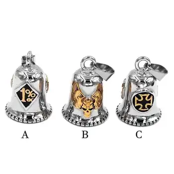 One Percent 1% ER Skull Biker Bell Pendant Stainless Steel Number 13 Wing Army Cross Pendant P0506A (No bell sound) 1