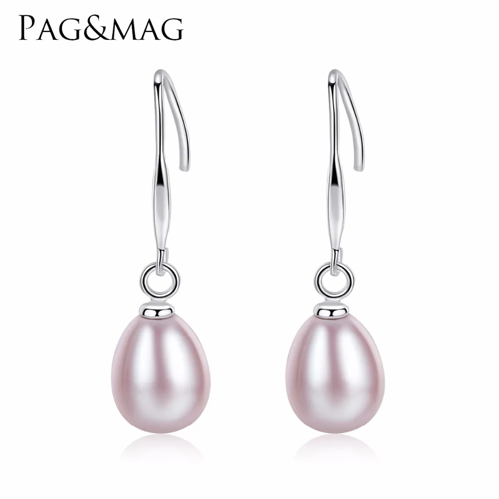 

PAG&MAG 925 Silver Drop Earrings Accessories For Women Minimalism Design Drop Tear Statement Natural Pearl Symmetrical Eearrings