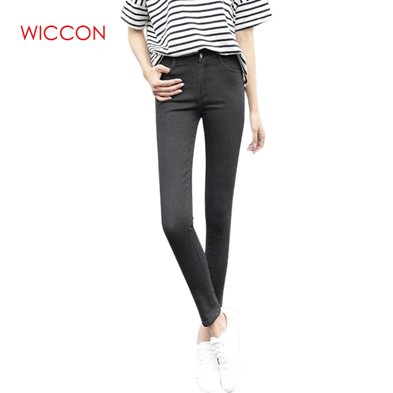 WICCON Casual Skinny Stretch Denim Pencil Pants 2018 New Autumn Fashion Solid Ankle Length Jeans Basic Hot Trousers Bottoms Jeans
