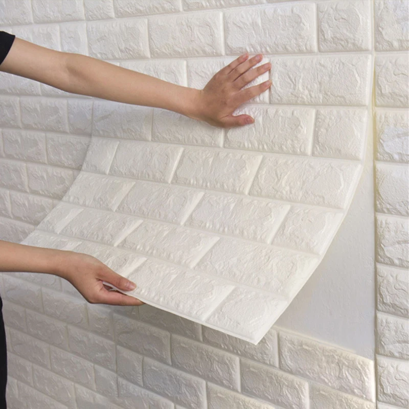 

70*70cm DIY Self Adhensive 3D Brick Wall Stickers Living Room Decor Foam Waterproof Wall Covering Wallpaper For TV Background