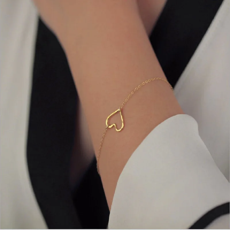 

Fashion Heart Bracelet Bangle Delicate Simple Bracelets Bangles Silver Gold Bracelet Women Wedding Bride Jewelry