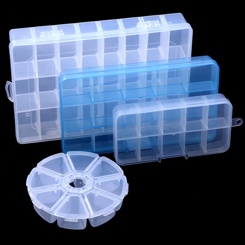 15 Slots Plastic Fishing Lure Hook Tackle Box Adjustable Portable Storage Case Tackle Multifunctional Organizer Fishing Boxes