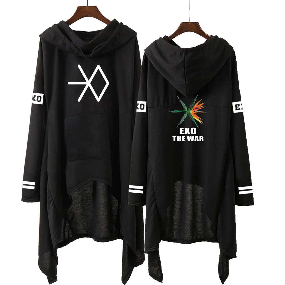 

EXO Womens Runway Fashion Long Sleeve Dress Kpop EXO Fashion Korean Dresses Long Women Harajuku Streetwear Sexy Dress Style