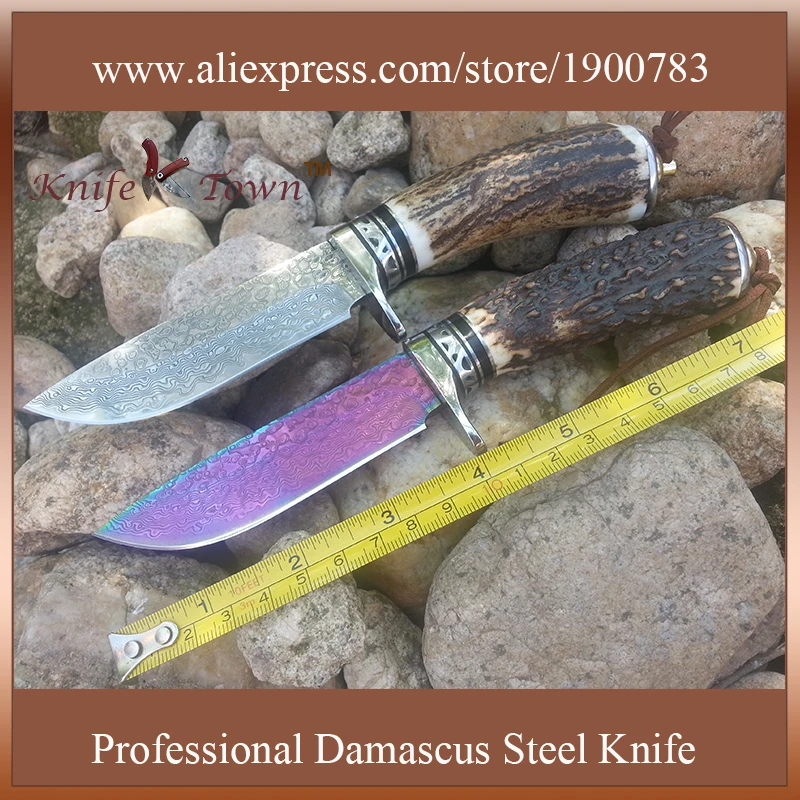 Outdoor knife damascus steel blade stainless steel knife fixed blade