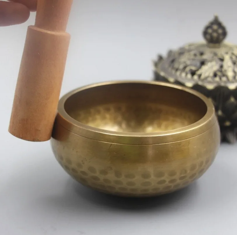 YM 404 13cm bowl Nepal handmade pure brass Tibet Meng religious prayer Buddha copper chime yoga music therapy | Дом и сад