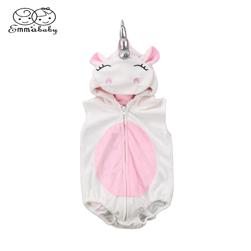 Emmababy Детский костюм с 3D единорогом комбинезон для девочек на молнии джемпер