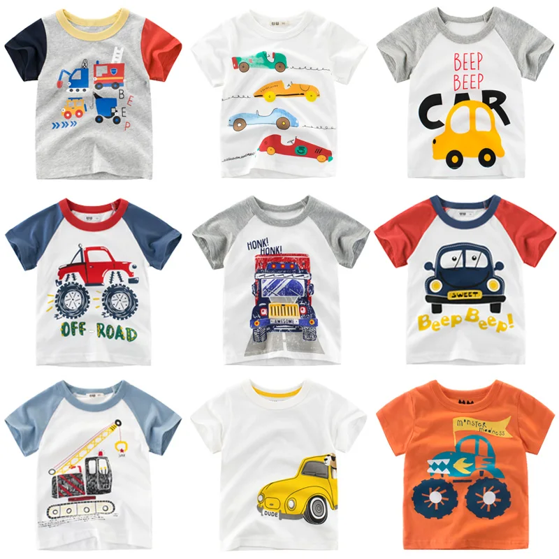 

Boys & Girls Cartoon T-shirts Children Summer Short Sleeve T-shirt Tops 100% Cotton Clothing Kids Cartoon Truck T Shirt For Boys