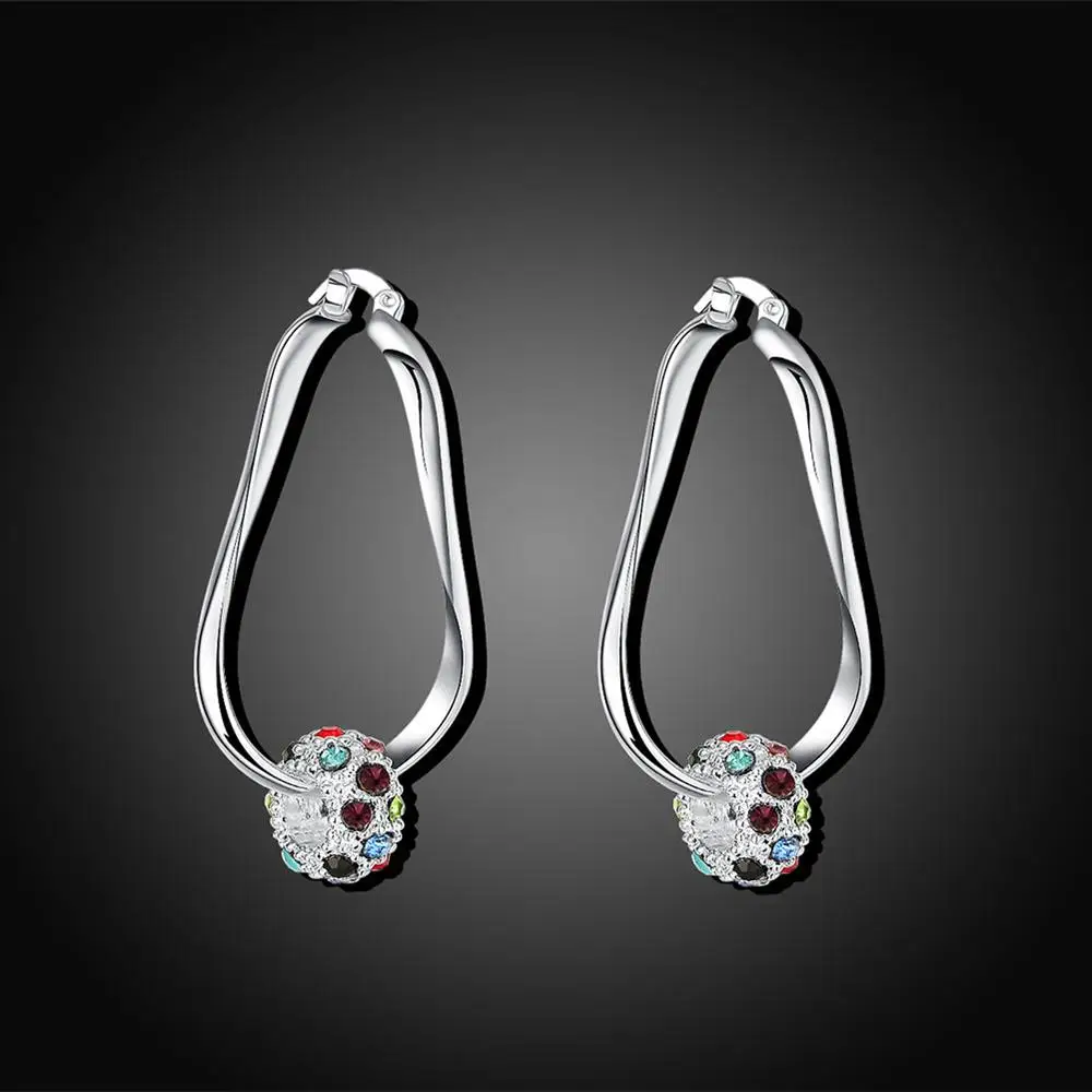 Очаровательные серьги-кольца Brincos с круглыми кристаллами, Женские Ювелирные изделия, посеребренные Модные Цветные циркониевые серьги для женщин